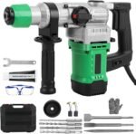 Eletropneumático Martelo Perfurador Rotativo Rompedor (1600W）Com Controle de Vibração, Inclui Graxa, Talhadeira Ponteira Brocas, com Estojo (110)