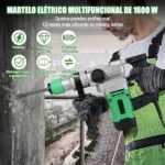 Eletropneumático Martelo Perfurador Rotativo Rompedor (1600W）Com Controle de Vibração, Inclui Graxa, Talhadeira Ponteira Brocas, com Estojo (110) - Imagem 2