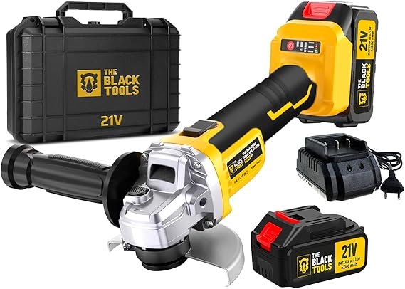 Esmerilhadeira Lixadeira Angular Sem Fio A Bateria 4000mah 21v 4.1 2 125mm 110 220v The Black Tools Esmerilhadeira Lixadeira Angular Sem Fio A Bateria 4000mah 21v 4.1/2 125mm 110/220v The Black Tools - Imagem 1