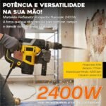 Martelete Rompedor Perfurador Furadeira SDS Plus 2400W 5J Maleta Ponteira Talhadeira Brocas (220V) - Imagem 2