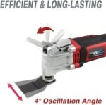 NEWONE Kit multiferramentas oscilantes de 4 Amp com ângulo de oscilação de 4°, velocidade variável 6 com lâminas multiferramentas elétricas de 5 peças (vermelho preto) - Imagem 2